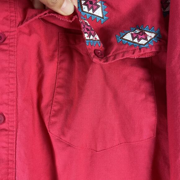 Vintage Frontier Series Western Shirt Mens 15 15 1/2 Red Band Collar Cowboy FLAW - Picture 4 of 15